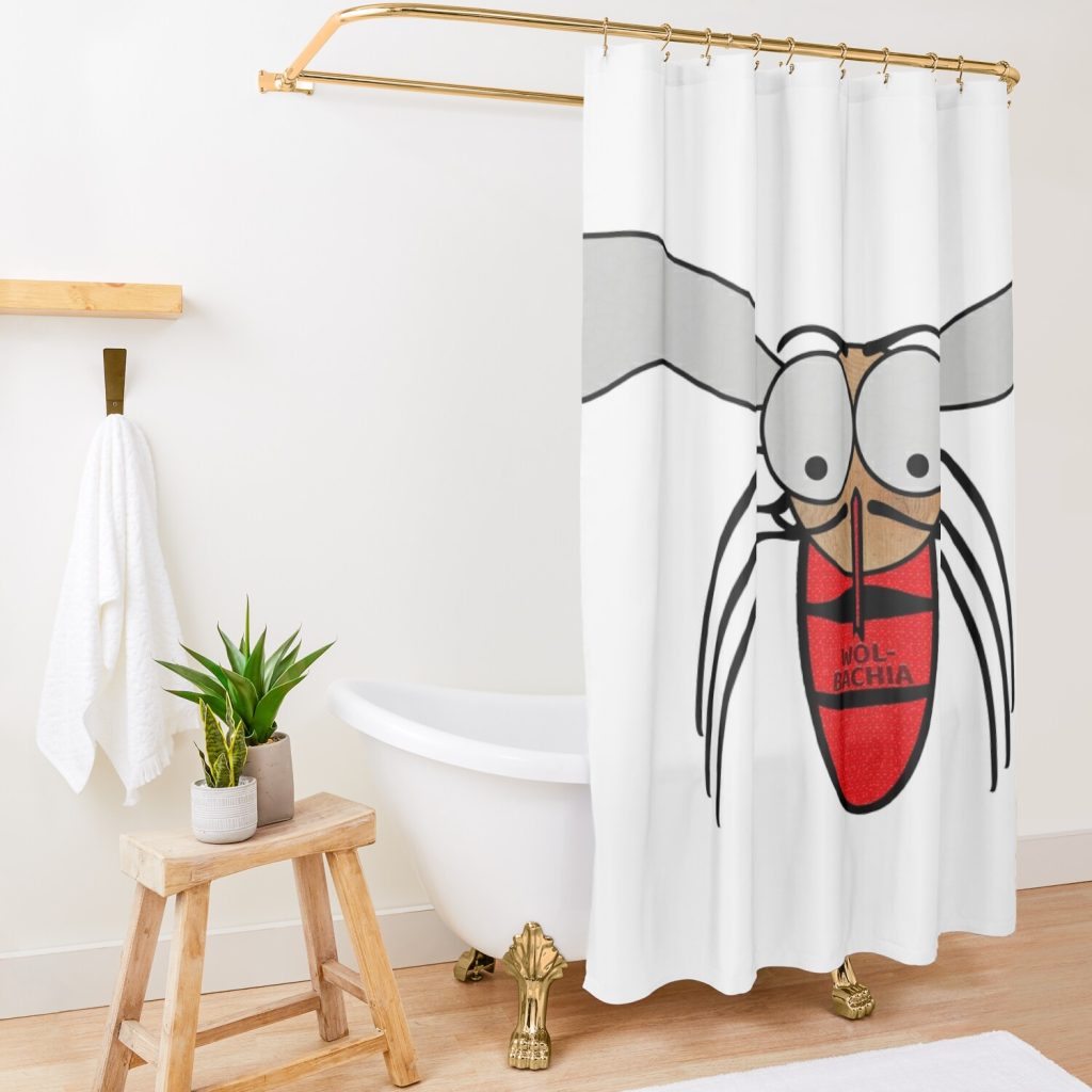 Mosquito With The Word Wolbachia In Its Blood Filled Abdomen. Shower Curtain Official Bloodborne Merch