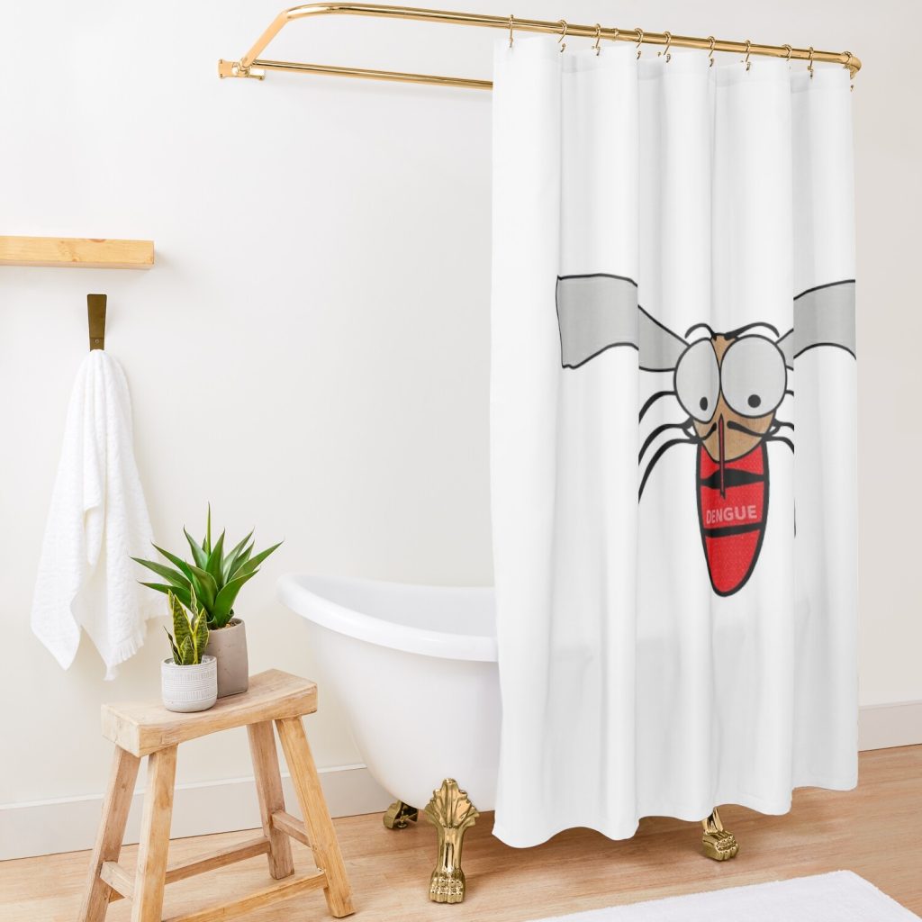 Mosquito With The Word Dengue On Its Blood Filled Abdomen Shower Curtain Official Bloodborne Merch
