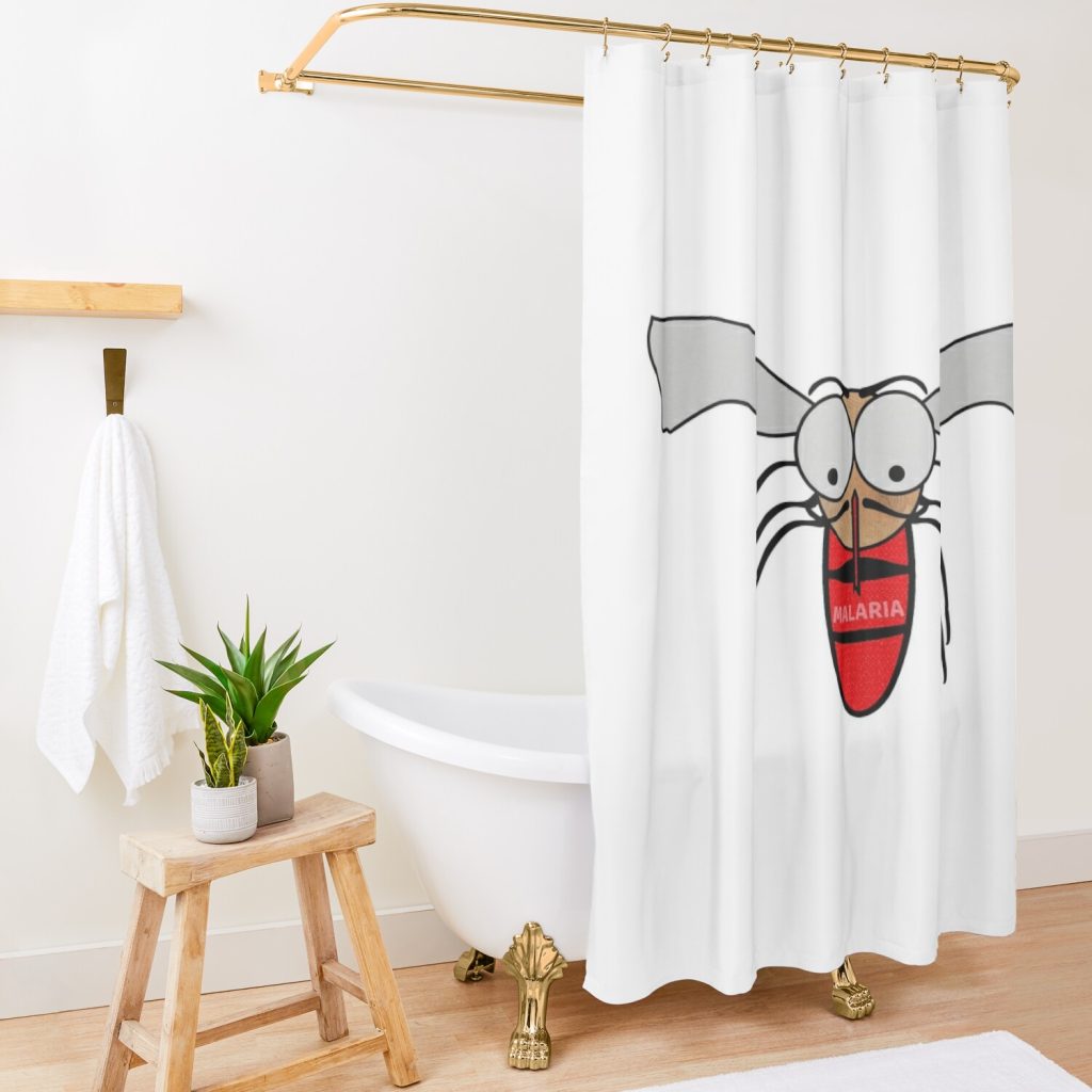 Cartoon -   Mosquito With The Word Malaria On Its Blood Filled Abdomen. Shower Curtain Official Bloodborne Merch