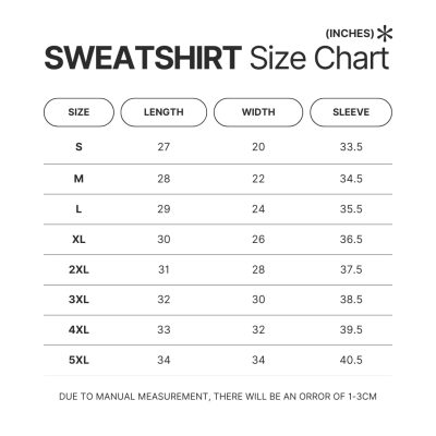 Sweatshirt Size Chart - Bloodborne Store