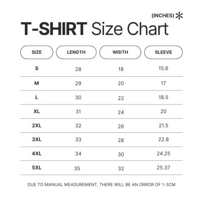 T shirt Size Chart - Bloodborne Store