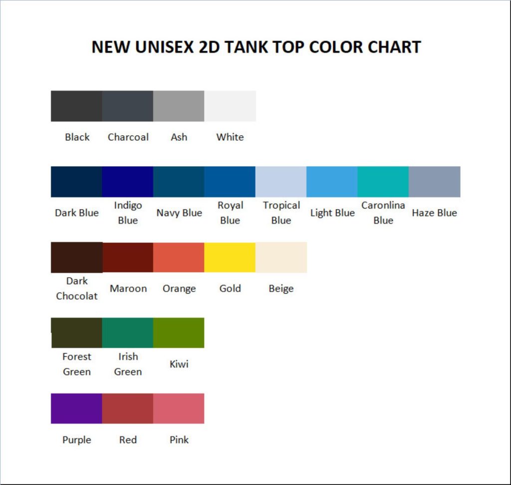 tank top color chart - Bloodborne Store